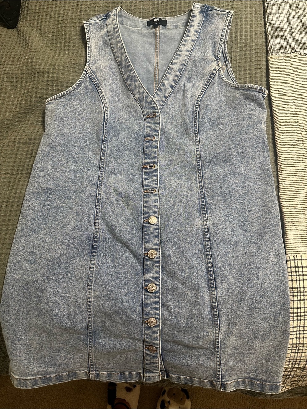 Frye Light Blue Denim Button-Front Sleeveless Dress